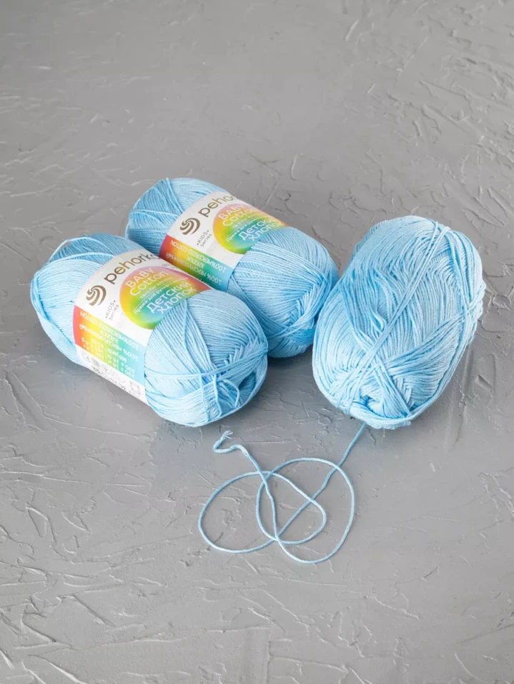 Пряжа Пехорка «Детский хлопок» - (60 - Светло-голубой)