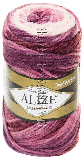 Пряжа LANAGOLD BATIK Alize - (1895 - Брусника, бордо, розовый)