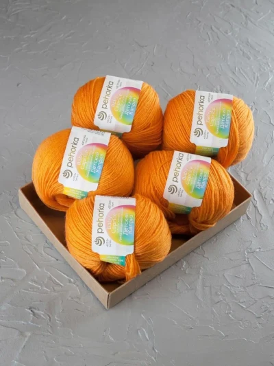 Пряжа Пехорка «Детский каприз» - (485 - Желтооранжевый)