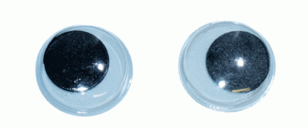 Глаза круглые с бегающими зрачками d 15 мм (MER-15 - черно-белые) 