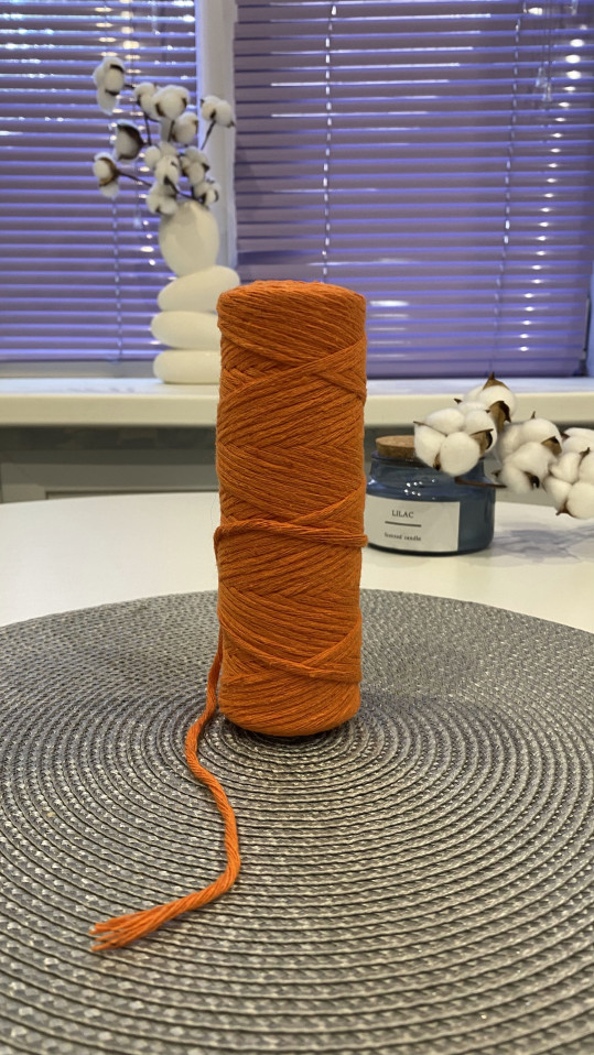 Шпагат крученый хлопковый 2 мм 100 м - (2135 - Оранжевый)