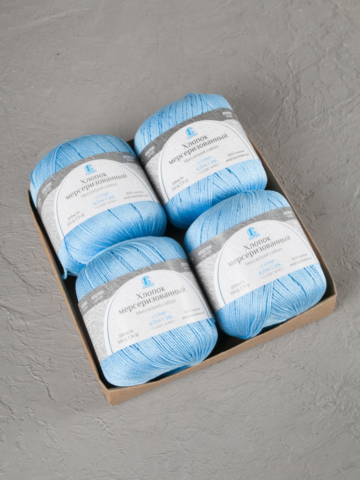 Пряжа Камтекс «Хлопок Мерсеризованный» - (015 - Голубой)