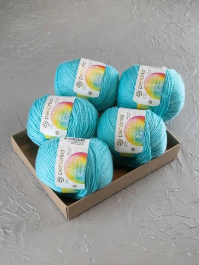 Пряжа Пехорка «Детский каприз» - (222 - Голубая бирюза)