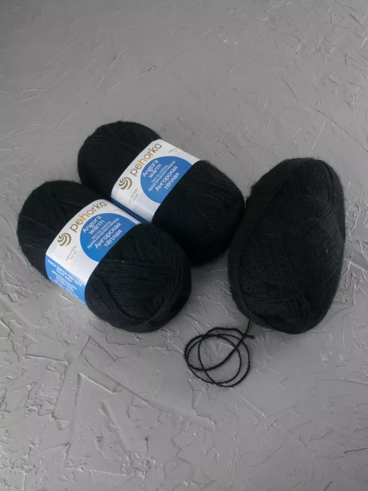 Пряжа Пехорка «Ангорская теплая» - (02 - Черный)