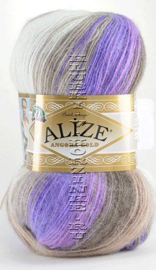 Пряжа ANGORA GOLD BATIK Alize - (4338 - Белый, беж, сиреневый)
