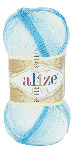 Пряжа Diva Batik Alize - (2130 - Бирюза, белый, голубой)