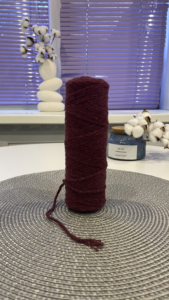 Шпагат крученый хлопковый 2 мм 100 м - (0360 - Виноградный)