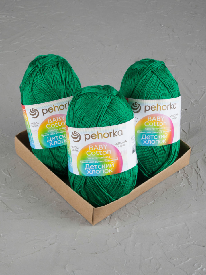 Пряжа Пехорка «Детский хлопок» - (573 - Темно-изумрудный)