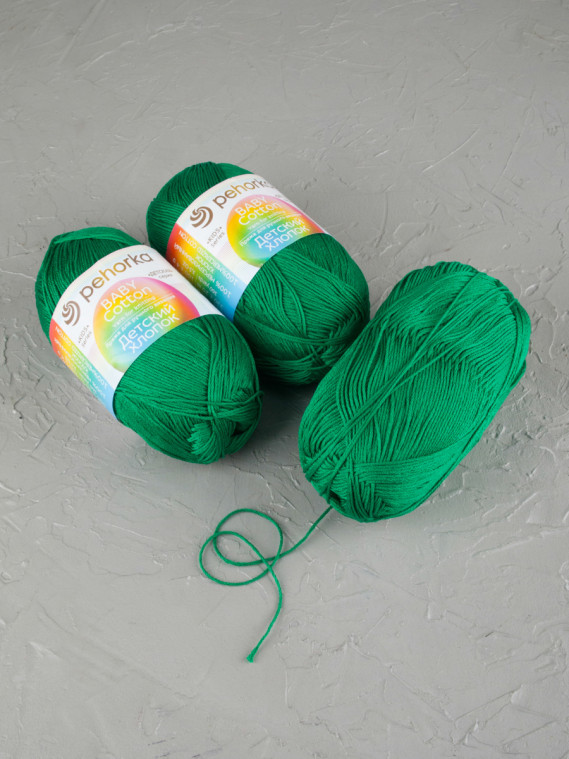Пряжа Пехорка «Детский хлопок» - (573 - Темно-изумрудный)