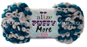Пряжа Puffy More Alize - (6263 - Петроль, экрю) 