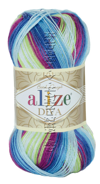 Пряжа Diva Batik Alize -  (6790 - Слива, голубой, салат)