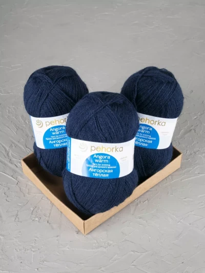Пряжа Пехорка «Ангорская теплая» - (04 - Тёмно - синий)