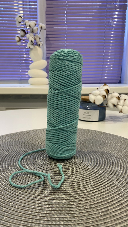 Шпагат крученый хлопковый 2 мм 100 м - (2133 - Мята)