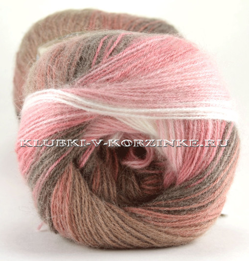 Пряжа ANGORA GOLD BATIK Alize - (4339 - Белый, розовый, коричневый)