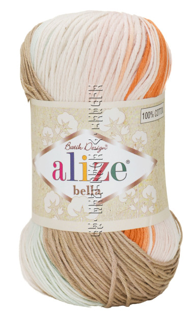 Пряжа BELLA BATIK Alize - (7103 - Беж, оранжевый, розовый)
