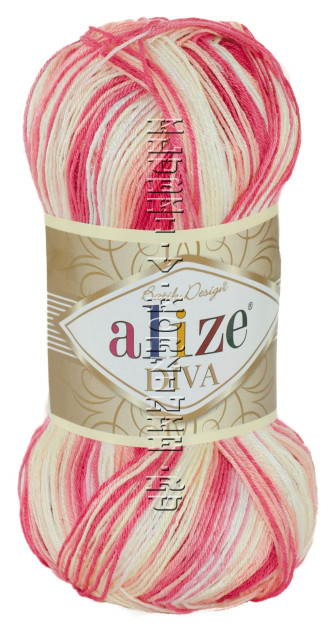 Пряжа Diva Batik Alize -  (7106 - Клюква, кремовый, персиковый)