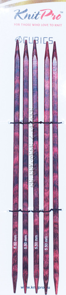 Спицы KnitPro Cubics чулочные квадратные деревянные №5,5, 20 см (арт.25115)