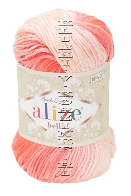 Пряжа BELLA BATIK Alize - (7104 - Коралл, розовый, персик)