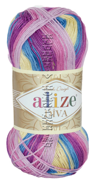 Пряжа Diva Batik Alize - (6794 - Сиреневый, жёлтый, синий)