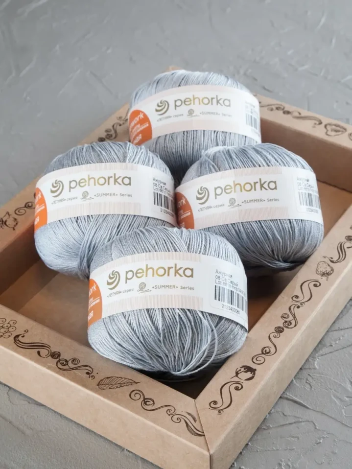 Пряжа Пехорка «Ажурная» - (08 - Светло-серый)