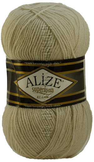Пряжа Superlana Klasik Alize - (599 - Слоновая кость) 100 г / 280 м25% шерсть, 75% акрил 