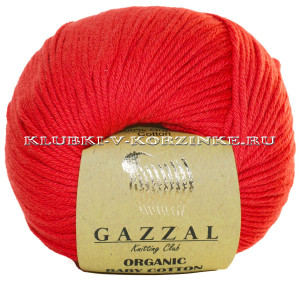 Пряжа Gazzal Organic Baby Cotton - (432 - Красный мак) 50 г / 115 м100% органический хлопок