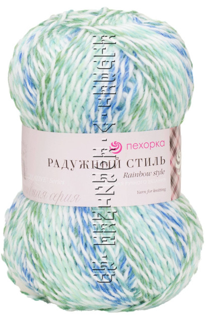 Пряжа Пехорка «Радужный стиль» - (1210 М - Зелень, синий)