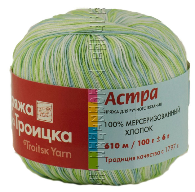 Пряжа Троицкая «Астра» - (7249 - Белый, голубой, салатовый)