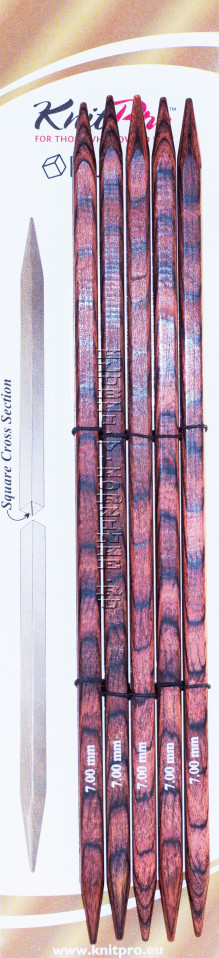Спицы KnitPro Cubics чулочные квадратные деревянные №7, 20 см (арт.25118)