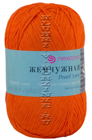 Пряжа Пехорка &quot;Жемчужная&quot; - (284 -  Оранжевый) 100 г / 425 м50% хлопок, 50% вискоза