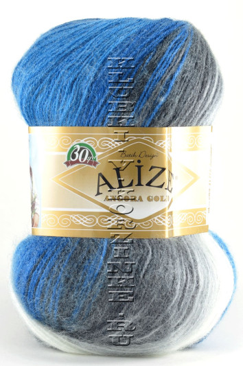 Пряжа ANGORA GOLD BATIK Alize - (4200 - Белый, серый, изумрудный)