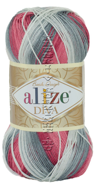 Пряжа Diva Batik Alize - (5740 - Серый, брусничный)