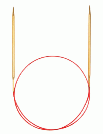 Спицы круговые ADDI №7 с удлиненным кончиком позолоченные 100 см, для тонкой пряжи