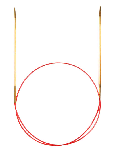 Спицы круговые ADDI №7 с удлиненным кончиком позолоченные 100 см, для тонкой пряжи