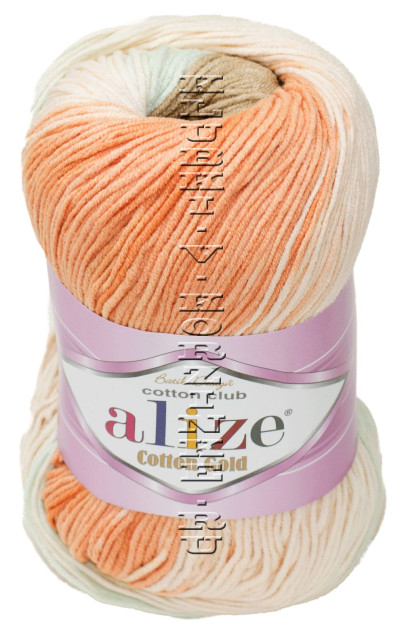 Пряжа Cotton Gold  Batik Alize - (7103 - Оранжевый, беж, кремовый)