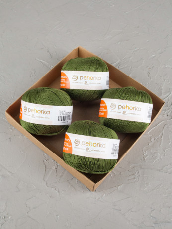Пряжа Пехорка «Ажурная» - (13 - Темно-оливковый)