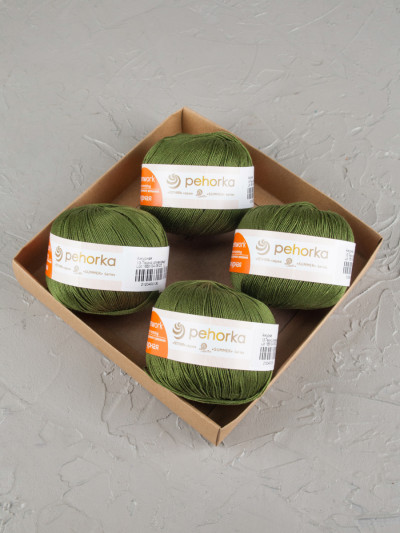 Пряжа Пехорка «Ажурная» - (13 - Темно-оливковый)