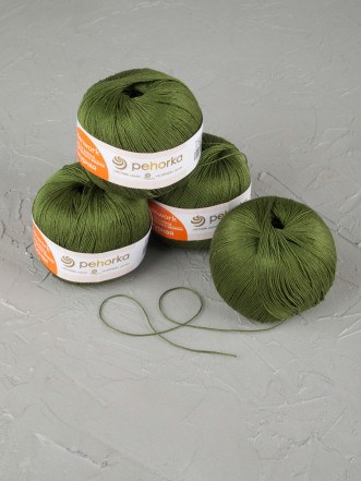 Пряжа Пехорка «Ажурная» - (13 - Темно-оливковый)