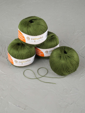 Пряжа Пехорка «Ажурная» - (13 - Темно-оливковый)