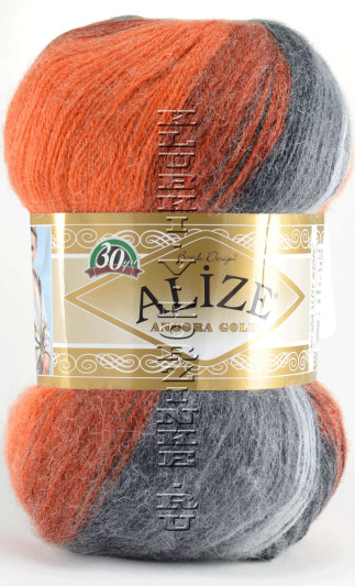 Пряжа ANGORA GOLD BATIK Alize - (4204 - Рыжий, белый, серый)