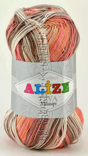 Пряжа DIVA MISSISIPI Alize - (3732 - Розовый, персиковый, коричневый)