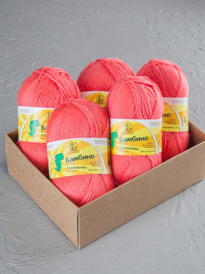Пряжа Камтекс «Бамбино» - (116 - Коралл неон)