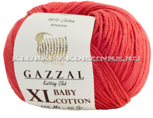 Пряжа GAZZAL (Газзал) Baby Cotton XL - (3418XL - Красный коралл) 50 г / 105 м50% хлопок, 50% акрил 