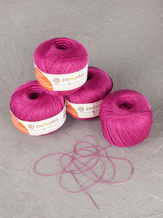 Пряжа Пехорка «Цветное кружево» - (49 - Фуксия)