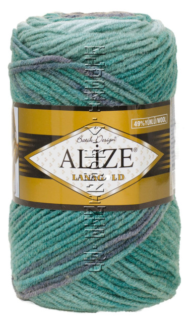 Пряжа LANAGOLD BATIK Alize - (6915 - Серый, зелень)