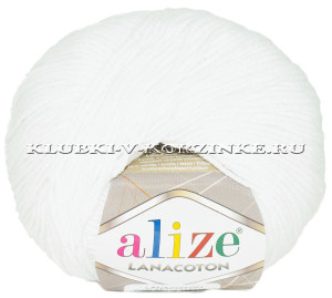 Пряжа Lanacoton Alize - (55 - Белый) 50 г / 160 м26% шерсть, 26% хлопок, 48% акрил 