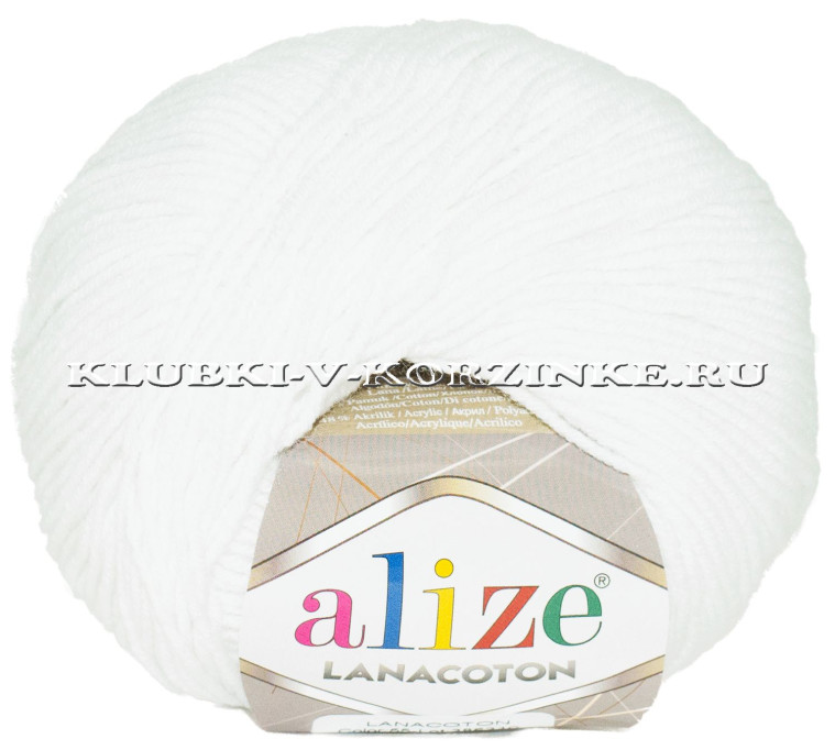 Пряжа Lanacoton Alize - (55 - Белый)