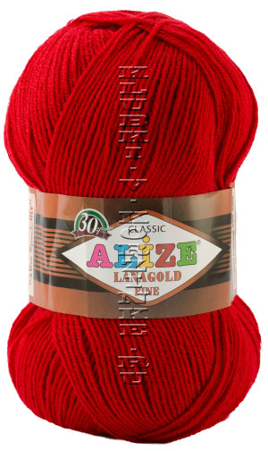 Пряжа Lanagold Fine Alize - (56 - Красный) 100 г / 390 м49% шерсть, 51% акрил 