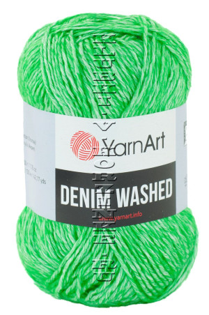Пряжа YarnArt Denim Washed - (909 - Трава, белый) 