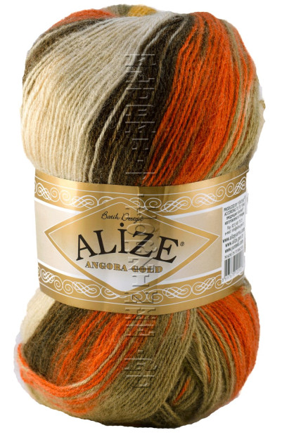 Пряжа ANGORA GOLD BATIK Alize - (6060 - Желтый, хаки, беж, коричневый)